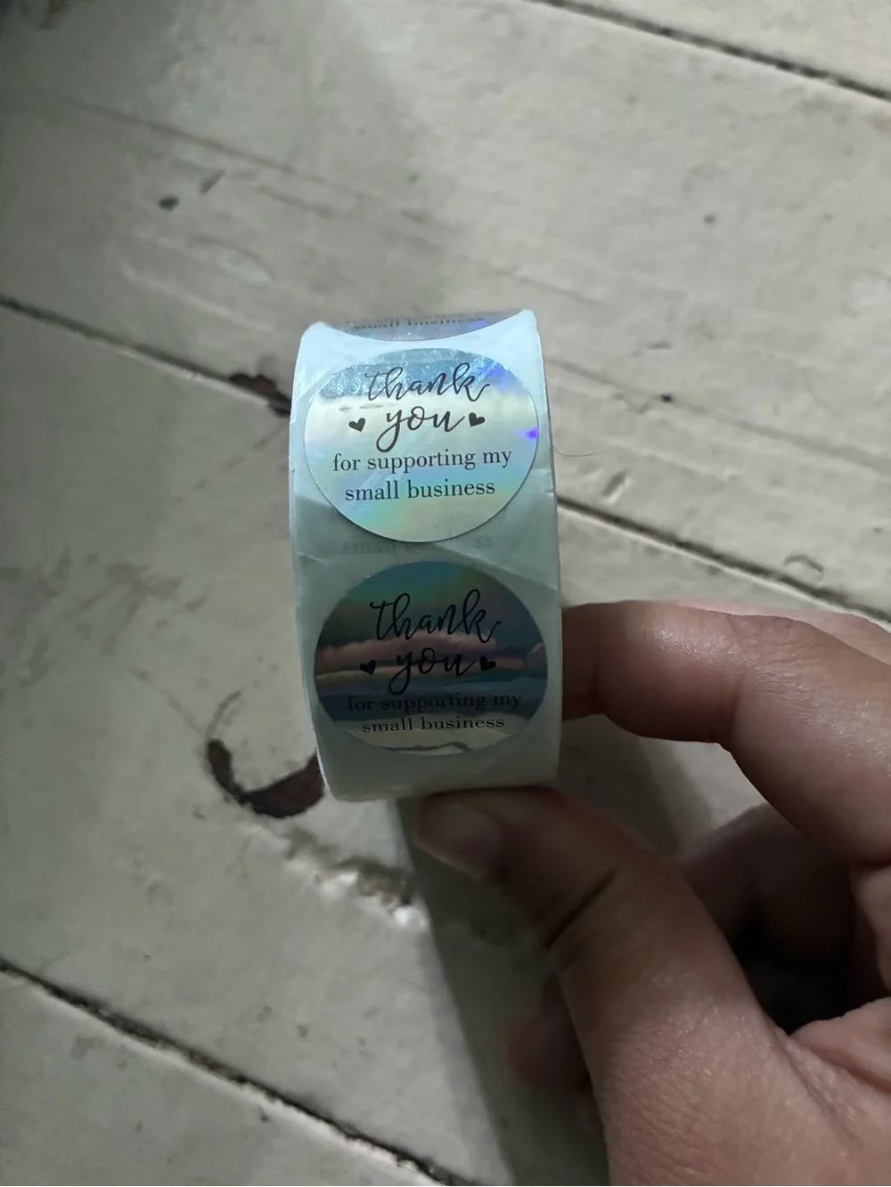 1 Roll 500 Holograph Thank You For Supporting My Small Business Stickers 1